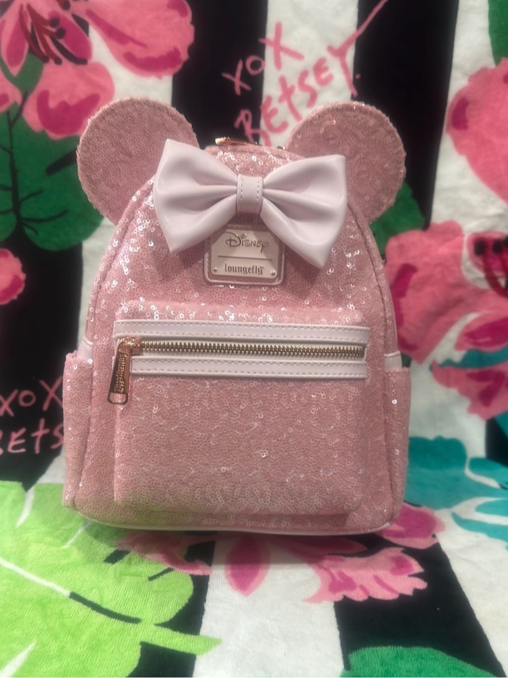 Loungefly Disney Minnie Mouse Cotton Candy Pink Sequin Mini Backpack